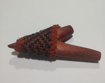 Kuripe Pipe, Handmade, bloodwood, shipibo cloth adorned