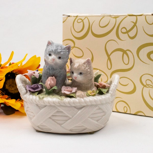 Anna Rosa Collection Cats In A Basket Music Box In Original Box San Francisco Music Box Adorable Kittens Plays Memory. Great gift item