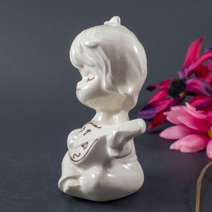 Adorable Porcelain Angels Playing Instruments. Ceramic Girl And Boy Angel figurines. Christmas angels image 5