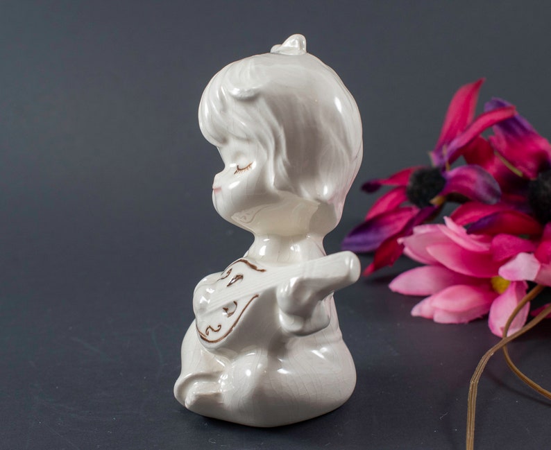 Adorable Porcelain Angels Playing Instruments. Ceramic Girl And Boy Angel figurines. Christmas angels image 5