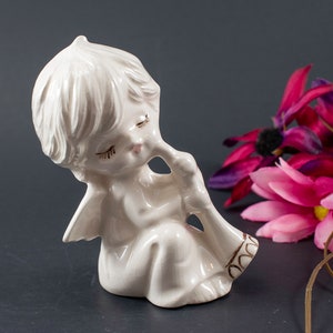 Adorable Porcelain Angels Playing Instruments. Ceramic Girl And Boy Angel figurines. Christmas angels image 7