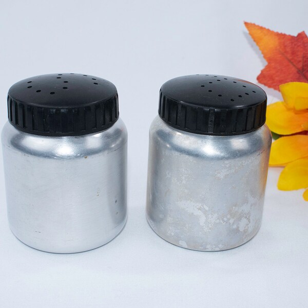 Aluminum and Black Salt and Pepper Shakers Etsy