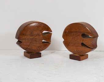 Wooden Fish Salt & Pepper Shakers. Hawaiian Koa Wood Angel Fish Great To Display In A Kitchen Or Fish Collection.