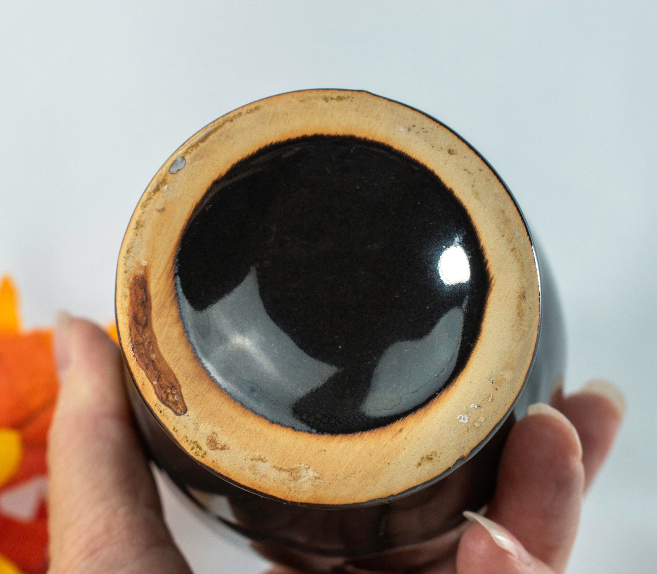 Vintage Drip Glaze Vase Black and Red Copper Vase. Pottery Flower Vase ...