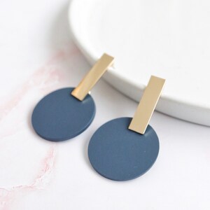 the wolseley | gold statement modern earrings | geometric earrings | blue earrings | blue and gold earrings #34