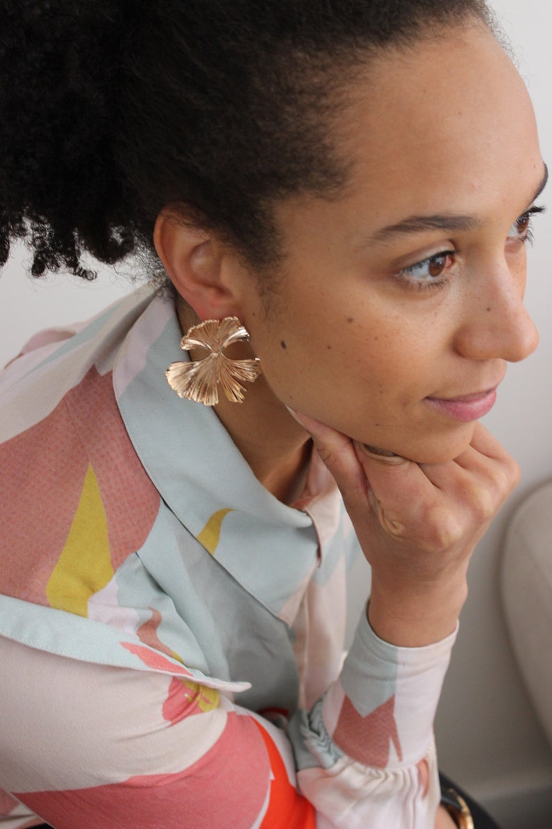 gold statement earrings spring blooms bridal luxury twisted metal style geometric organic earrings #8