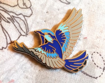 ONE Enamel Variegated Fairywren Brooch Blue Wren