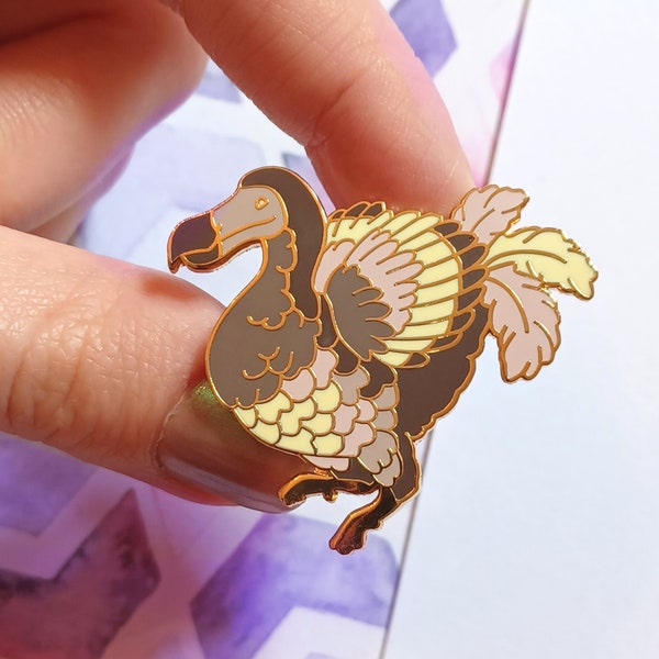 Épingle en émail dur, broche Dodo en plaqué or, cadeau oiseau disparu