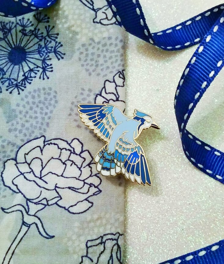Hard Enamel Pin Bluejay Blue Bird Badge Nature Gift for Her - Etsy