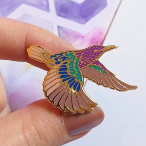 Hard Enamel Pin, Common Starling Lapel Pin, Gold Plated Bird Brooch, Gift for Her