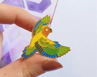 Hard Enamel Pin, Pet Parrot Sun Conure Lapel Pin Badge, Unique Gift for Her