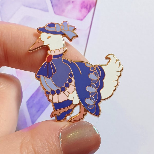 Hard Enamel Pin, Fancy Duck Costume Pin, Gold Plated Bird Brooch, Cute Duck Gift for Her