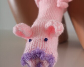 Men Pink Little Piggy Knitted  Novelty WillyWarmer Thong Fun Gift