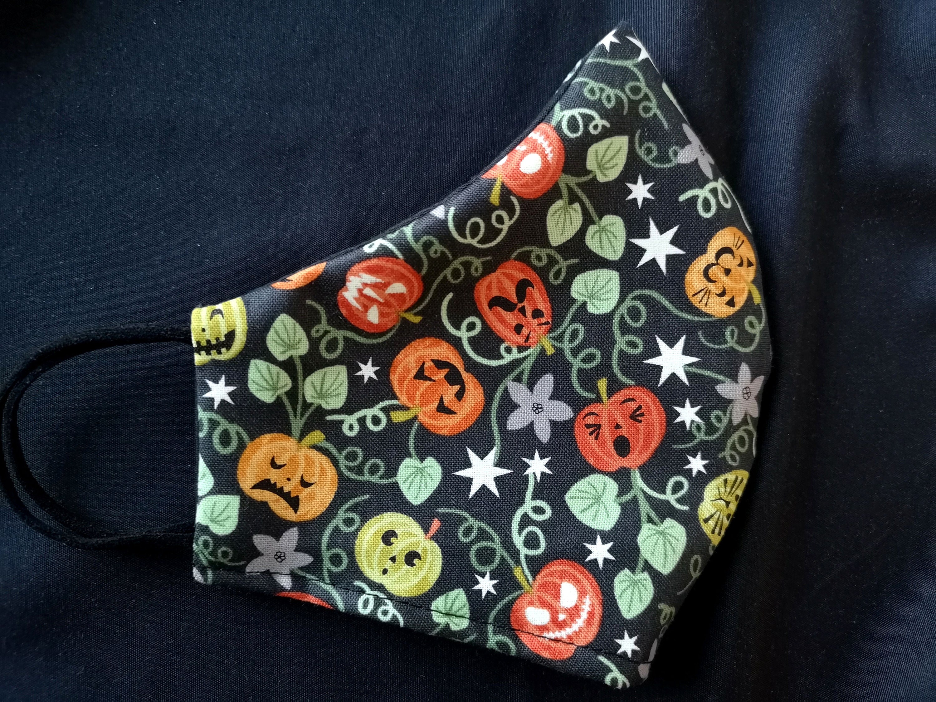 Adult Halloween Spooky Pumpkins Handmade Face Mask Masque 100% Cotton…