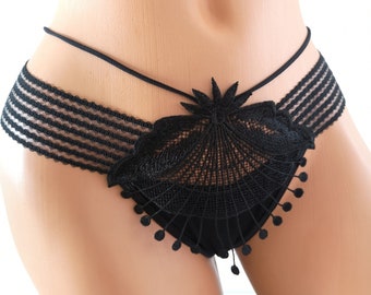 Black Lace Thong Panty Gift