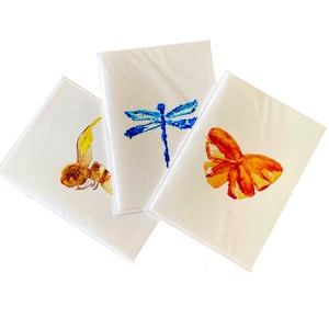 Insectos Insectos Acuarela Tarjeta de Felicitación Mariposa Libélula Abeja Abejorro En Blanco Dentro Simple Minimalista Cumpleaños Felicitaciones Entomología