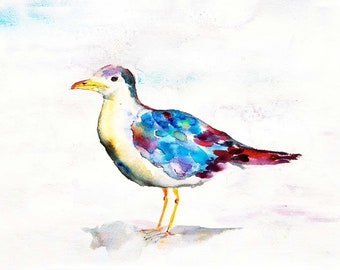 Seagulls, sea gull, watercolor, painting, watercolor painting, bird art original painting, beach art,, whimsical, seaside