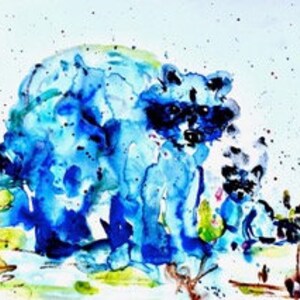 ママと赤ちゃんアライグマ、グリシー、オリジナルアート、水彩画、アート、絵画、保育園のアート、グリーティングカード、絵画、カラフル