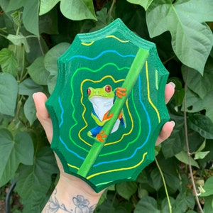 Funky Tree Frog Original Acrylic 5x7 Painting