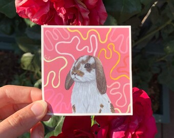 Orange Lionhead Rabbit Sticker Cute Lionhead Bunny Sticker - Etsy