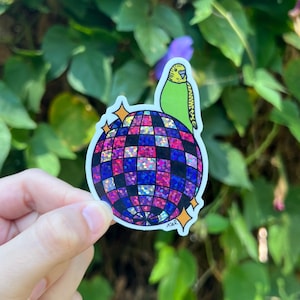 bisexual pride flag disco parakeet waterproof glitter vinyl sticker