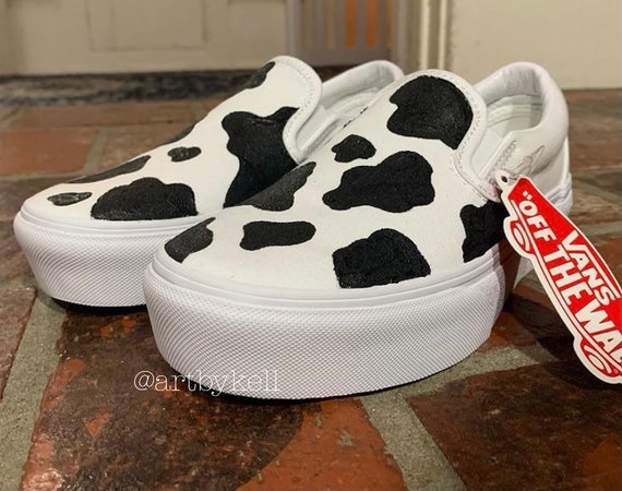 vans custom cow print