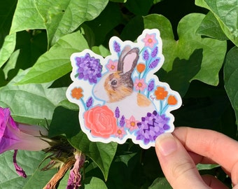 Bunny Rabbit Floral Waterproof Vinyl Stickers