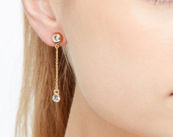 Gold and Crystal Droplet clip on Earrings