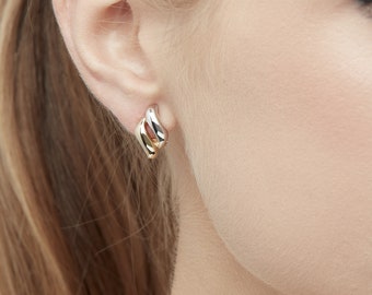Gold & Platinum Diamond Shape clip on Earrings