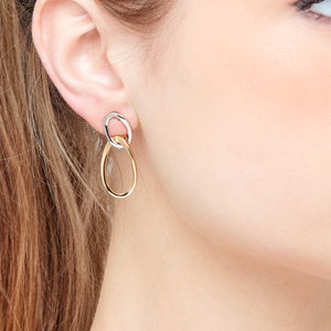 Platinum & Gold Double Hoop clip on Earrings