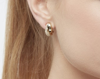 Gold & Pave Crystal Twist clip on Earrings