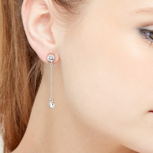 Platinum and Crystal Droplet clip on Earrings image 1