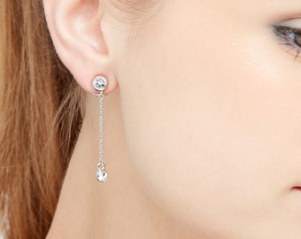 Platinum and Crystal Droplet clip on Earrings