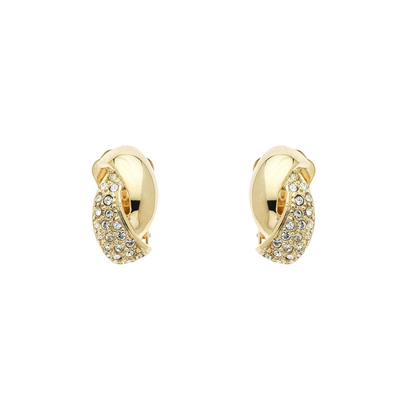 Gold & Pave Crystal Twist clip on Earrings image 2