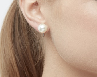 White 12mm Pearl clip on Earrings