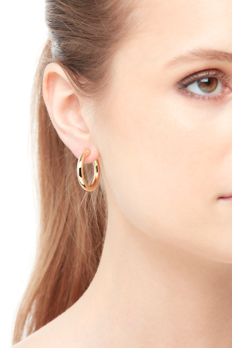 Gold Hoop Clip on Earrings image 1