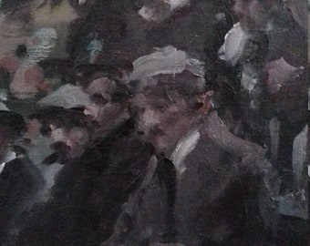 Football fans  painting , crowd  study , oil on canvas on stretcher bars ready to hang