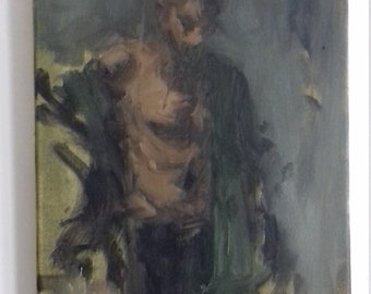 pintura masculina nua, estudo a óleo da vida, peito nu, torso, forma humana