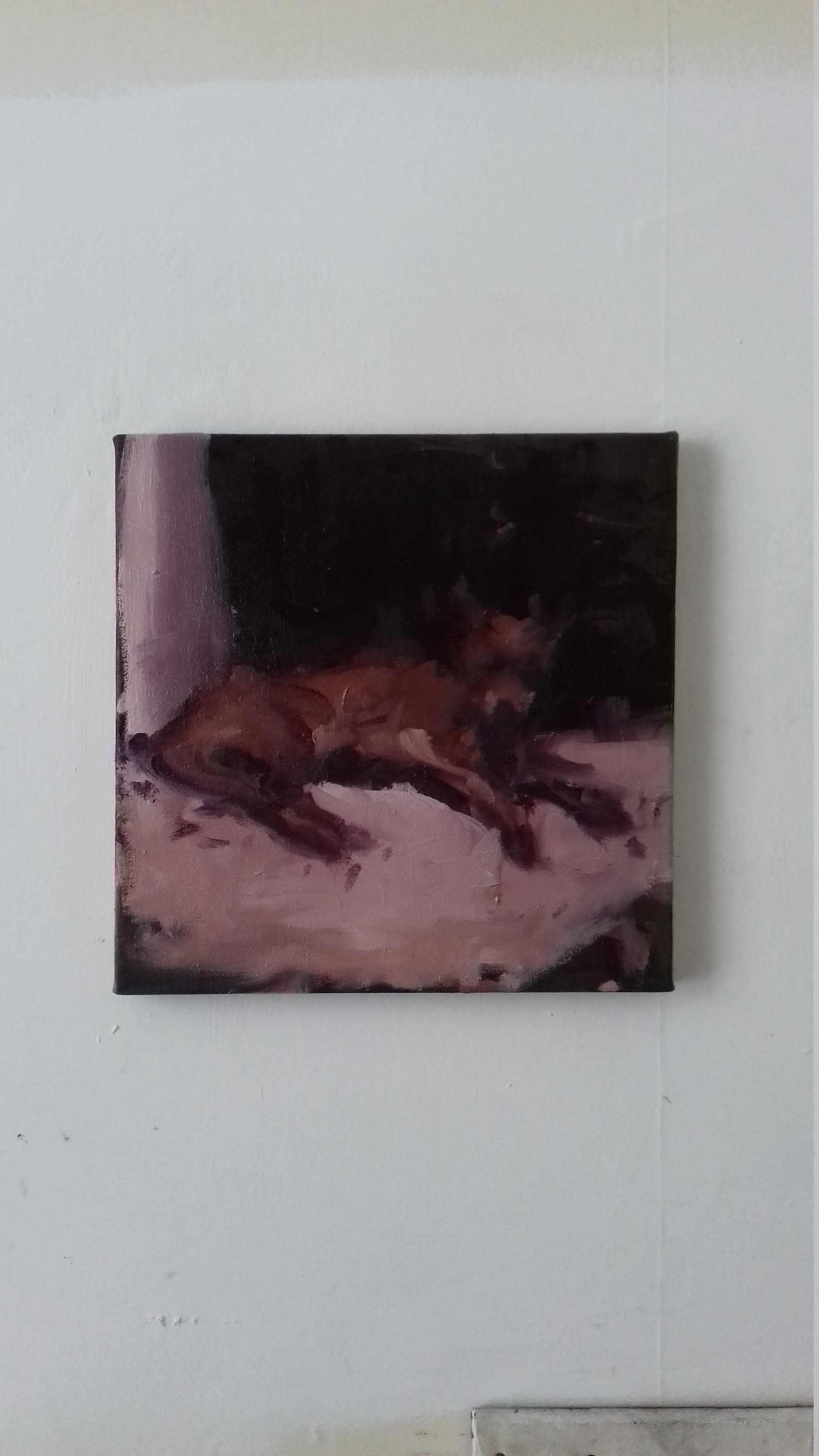 Esboço de pintura a óleo de um cão da vida real, cão de campo espanhol, óleo sobre tela, pronto para pendurar