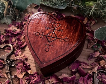 Love Sigil Heart Box, heart shaped box, spell box, ring box, engagement gift, altar box, witch gift, pagan gift, Christmas gift, witch box