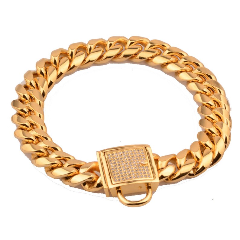 American Bully Stainless Steel Chain Gold Collar Pet Etsy