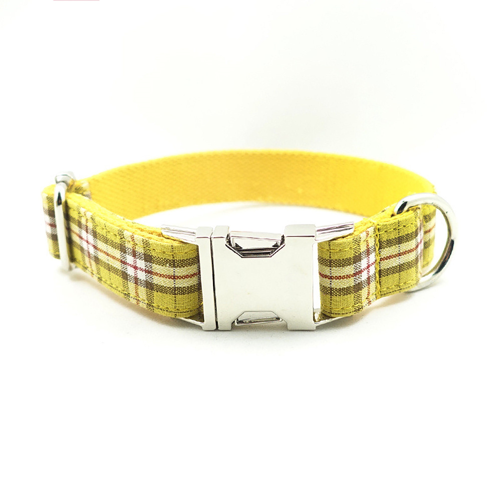 Pet Collar Yellow Plaid Collar Thick Dog Collar Made Of Etsy
