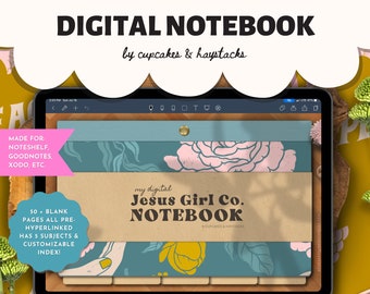 Digital Notepad, Notebook, Prayer Journal, Blank, iPad, GoodNotes, Noteshelf, Christian, Five Subject, PDF, Instant Download, Journaling