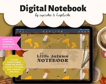 Digital Blank Notebook, Digital Journal, Autumn Notebook, Digital Planner, iPad, Goodnotes, Noteshelf, Digital Stickers, Hyperlinked Tabs