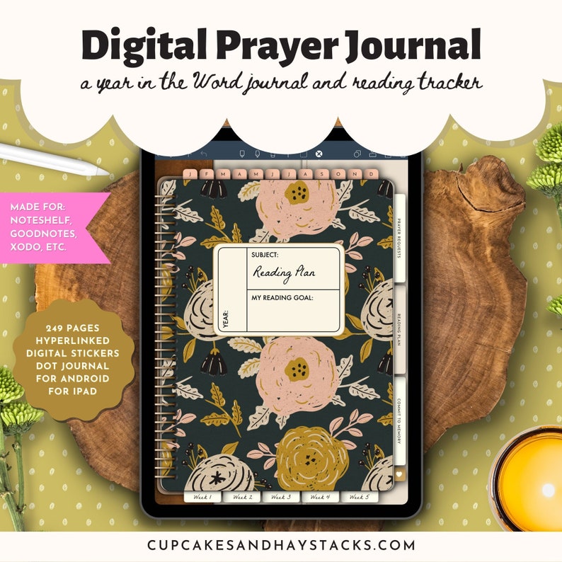 Digital Bible Journaling, Undated Christian Planner, Goodnotes iPad Planner, Yearly Journal, Bible Study, Reading Devotional Dot Journal image 1