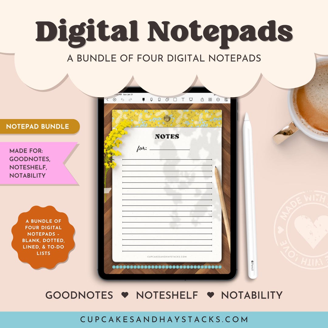 Digital Notepad Bundle for Goodnotes: Lined, Blank, Dot Grid (PDF) - Etsy