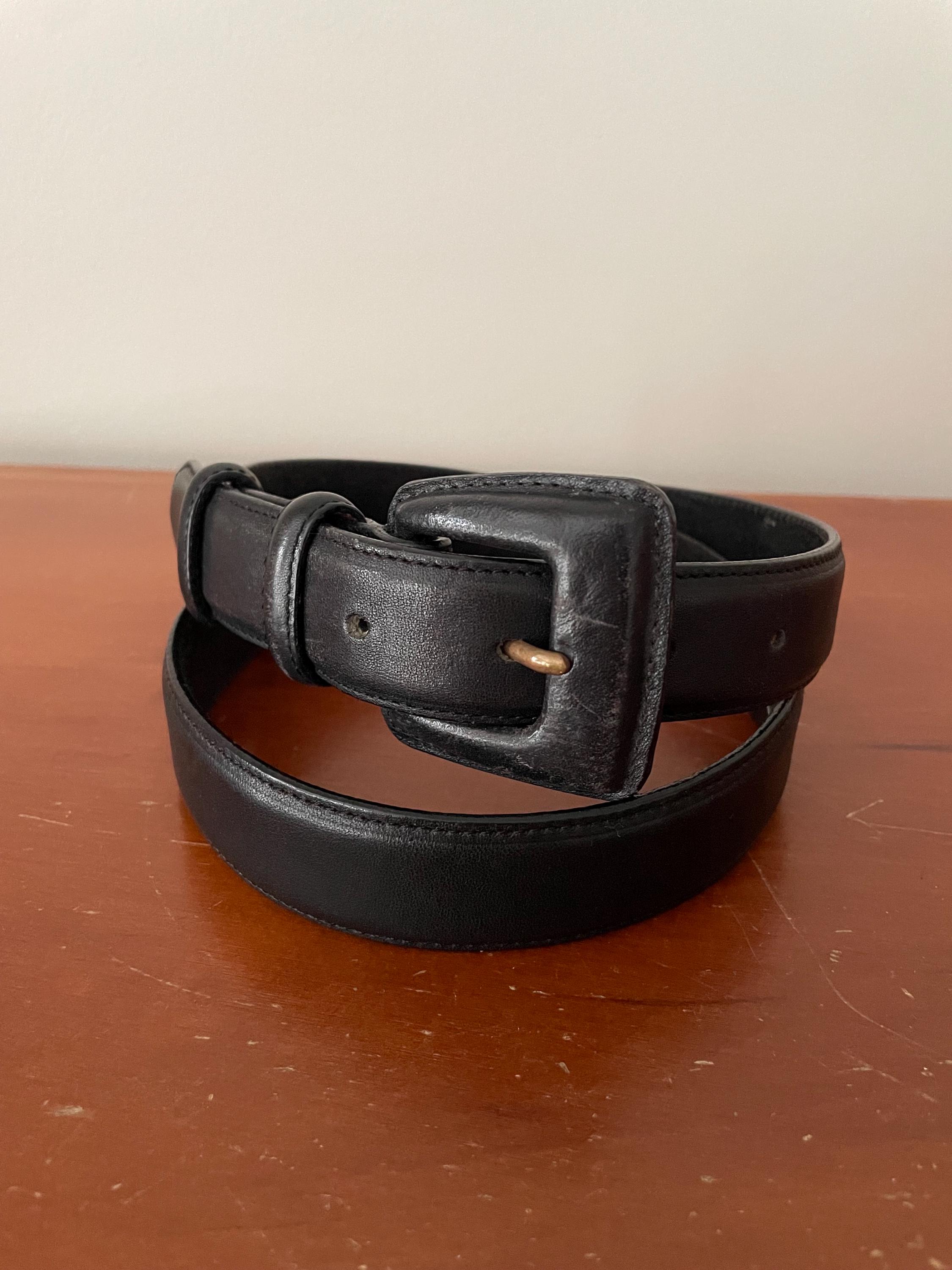 Nordstrom Leather & Metal Belt -34 inch longest brown leather & metal Gap Leather Belt, Black - Etsy main image 3