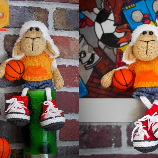 Knitting tutorial in French: Jules the basketball-playing sheep