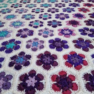 African Flower Temperature Blanket Crochet Pattern and Temperature Tracking Sheet. Afghan, Throw.