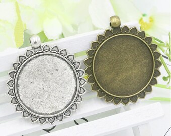 12pcs Antique Silver toneAntique Bronze Pendant Trays,Blank Pendant Bases,30mmx40mm Bezel Pendant Settings for Glass or Stickers